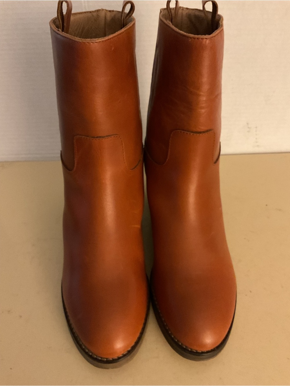 Free People women Cognac Leather Heeled Boots US 9 - Picture 13 of 14